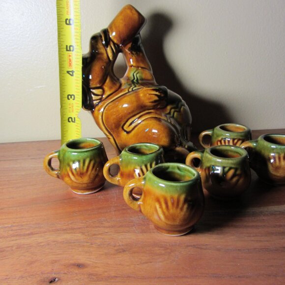 drunk donkey burro ceramic decanter vintage mexico & 6 shot glasses (W5772) - Picture 3 of 16